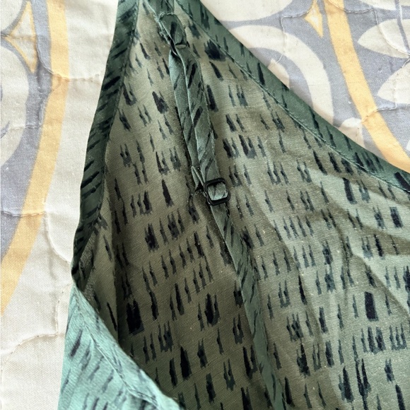 Eileen Fisher Nori Dash-Print Silk Organic Cotton Slip Dress, Green, Large - Picture 6 of 12